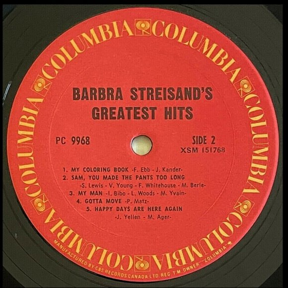 Barbra Streisand’s Greatest Hits  12” Record Album  1977 Canada Ed. 45Yrs!  RARE - Picture 6 of 7